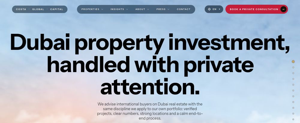 Aperçu du site Costa Global Capital